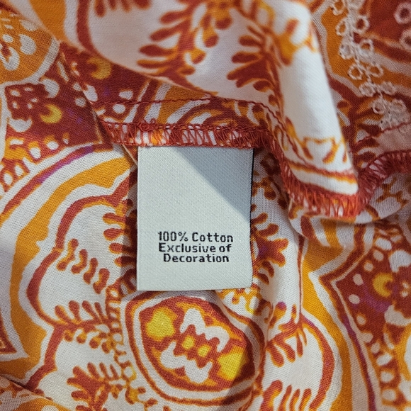 Indika Orange Geometric Print Beaded Lightweight Tunic Top - Picture 7 of 8